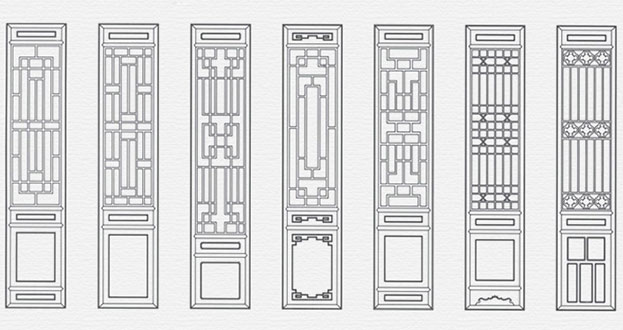 汉台常用中式仿古花窗图案隔断设计图